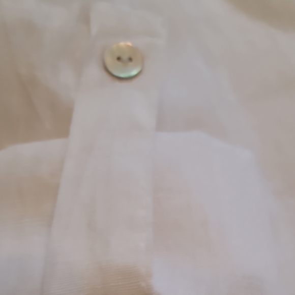 Linen White Blouse with Floral Hem Made In Italy - Picture 5 of 5